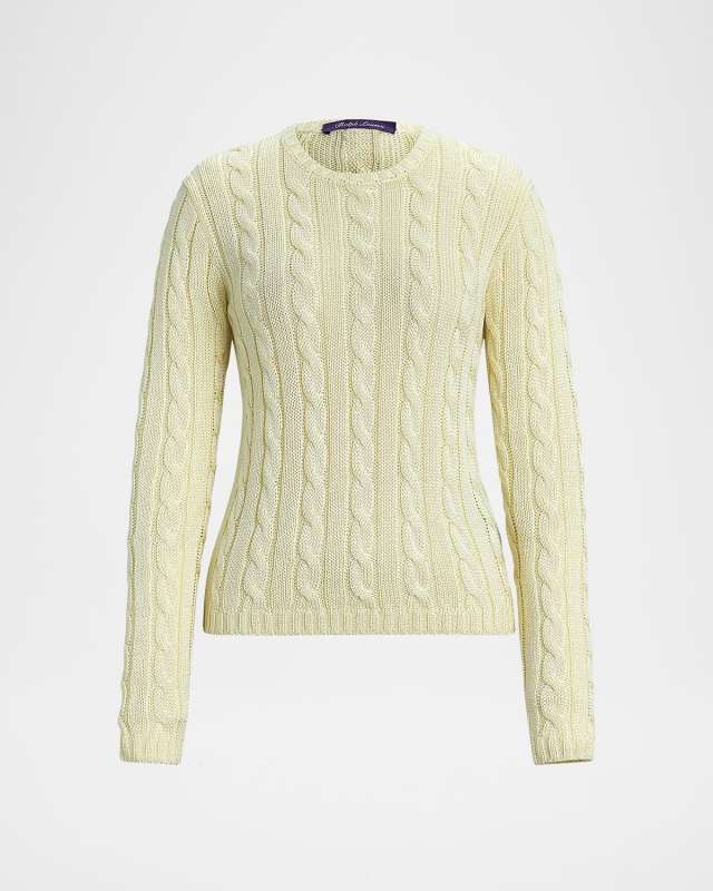 Cable Silk Knit Fitted Sweater